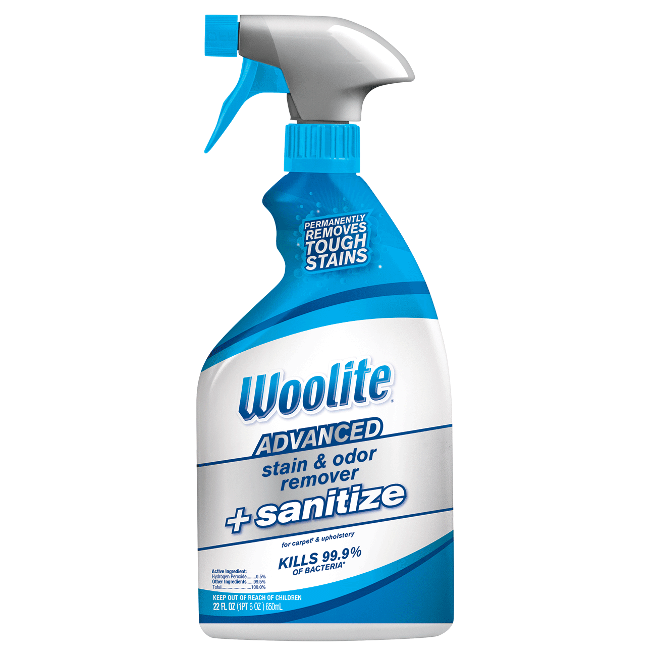 Woolite Advanced Stain Odor Remover Plus Sanitize
                        Front of Bottle