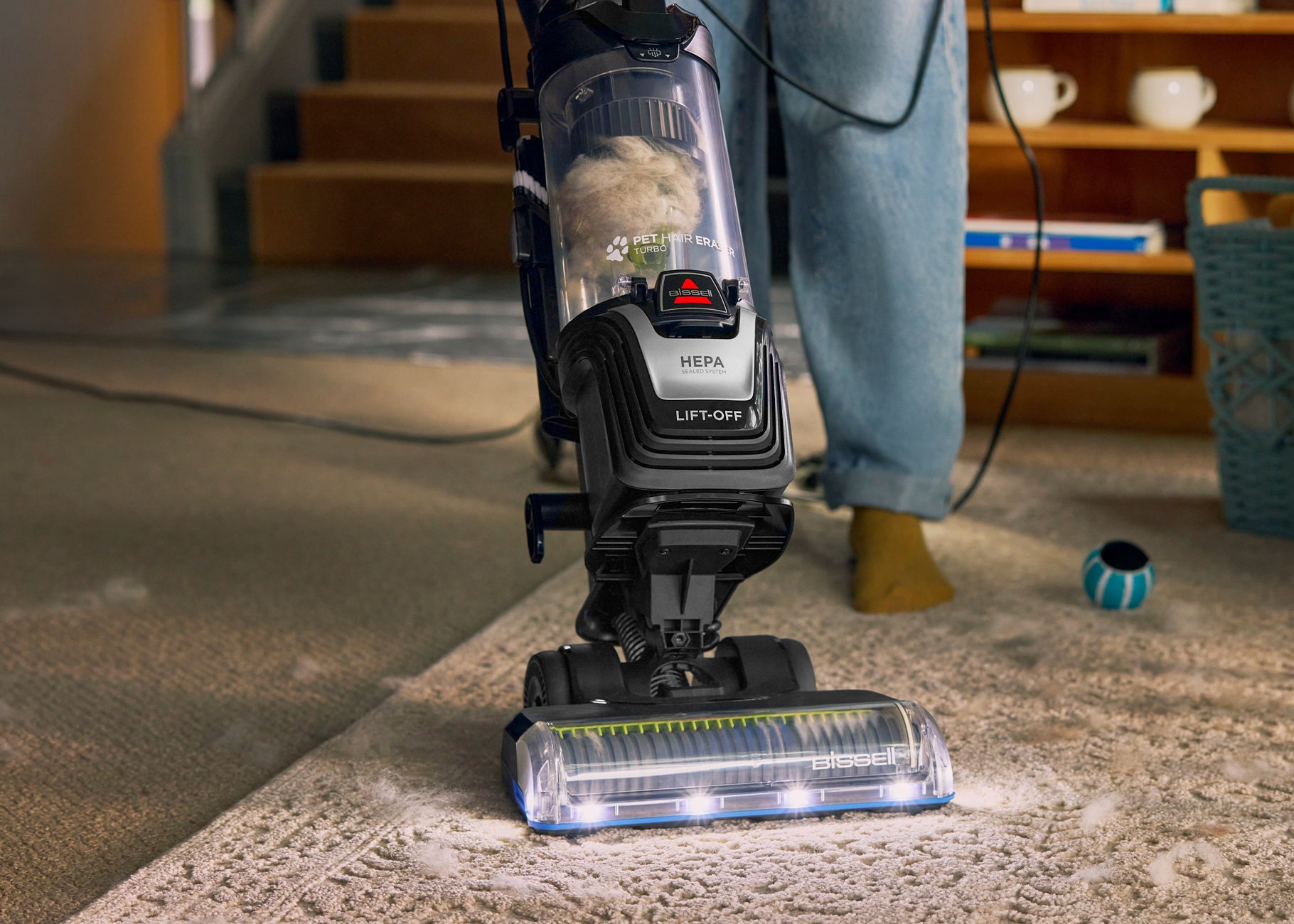 Pet Hair Eraser Turbo Lift Off vacuuming area rug