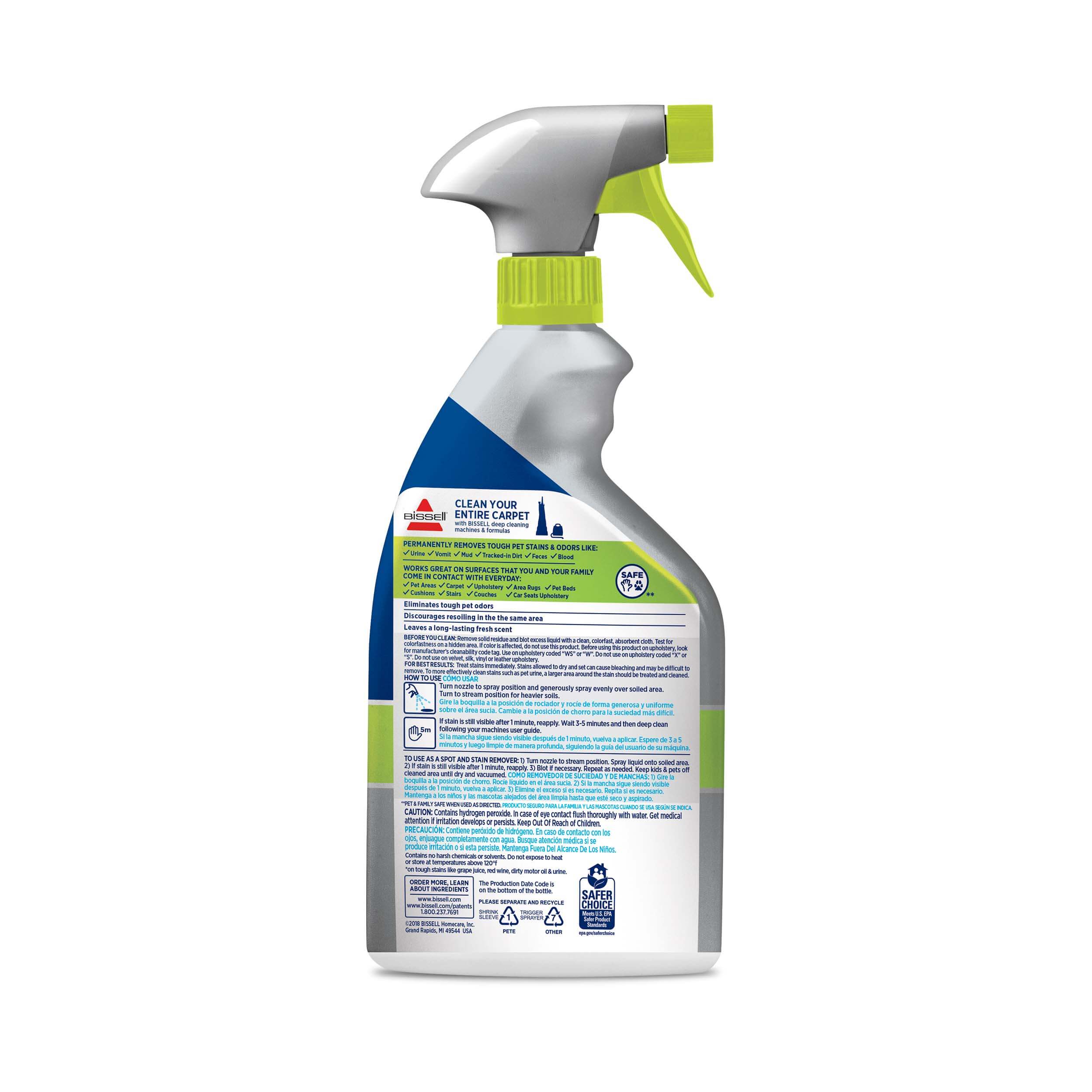 PET PRO OXY Stain Destroyer Formula Trigger Back of
                        Bottle