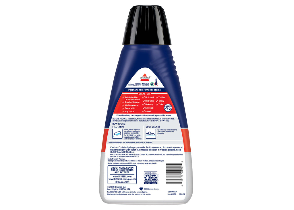 PRO OXY Spot & Stain Formula Back of Bottle with
                        label