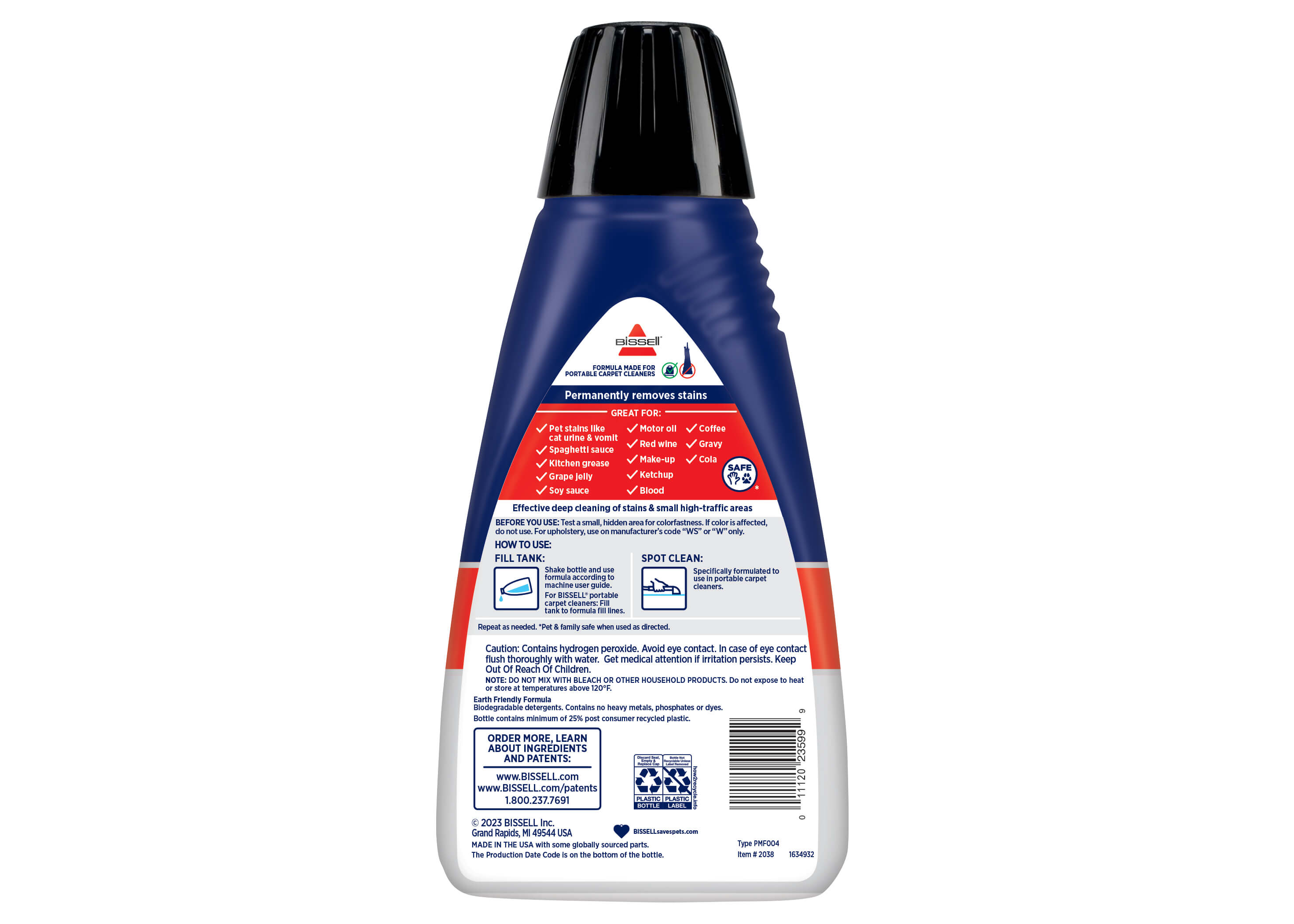 PRO OXY Spot & Stain Formula Back of Bottle with
                        label