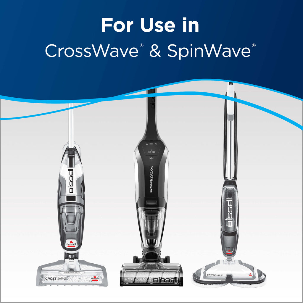 3 upright cleaners. Text: For use in CrossWave and
                        SpinWave.