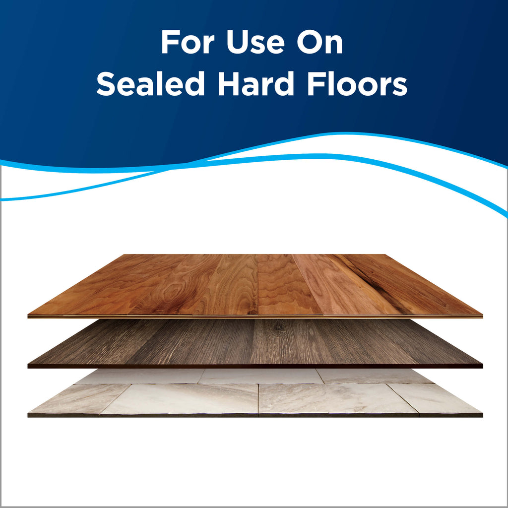 Cutaway of 3 hard floor types: For Use on Sealed Hard
                        Floors.