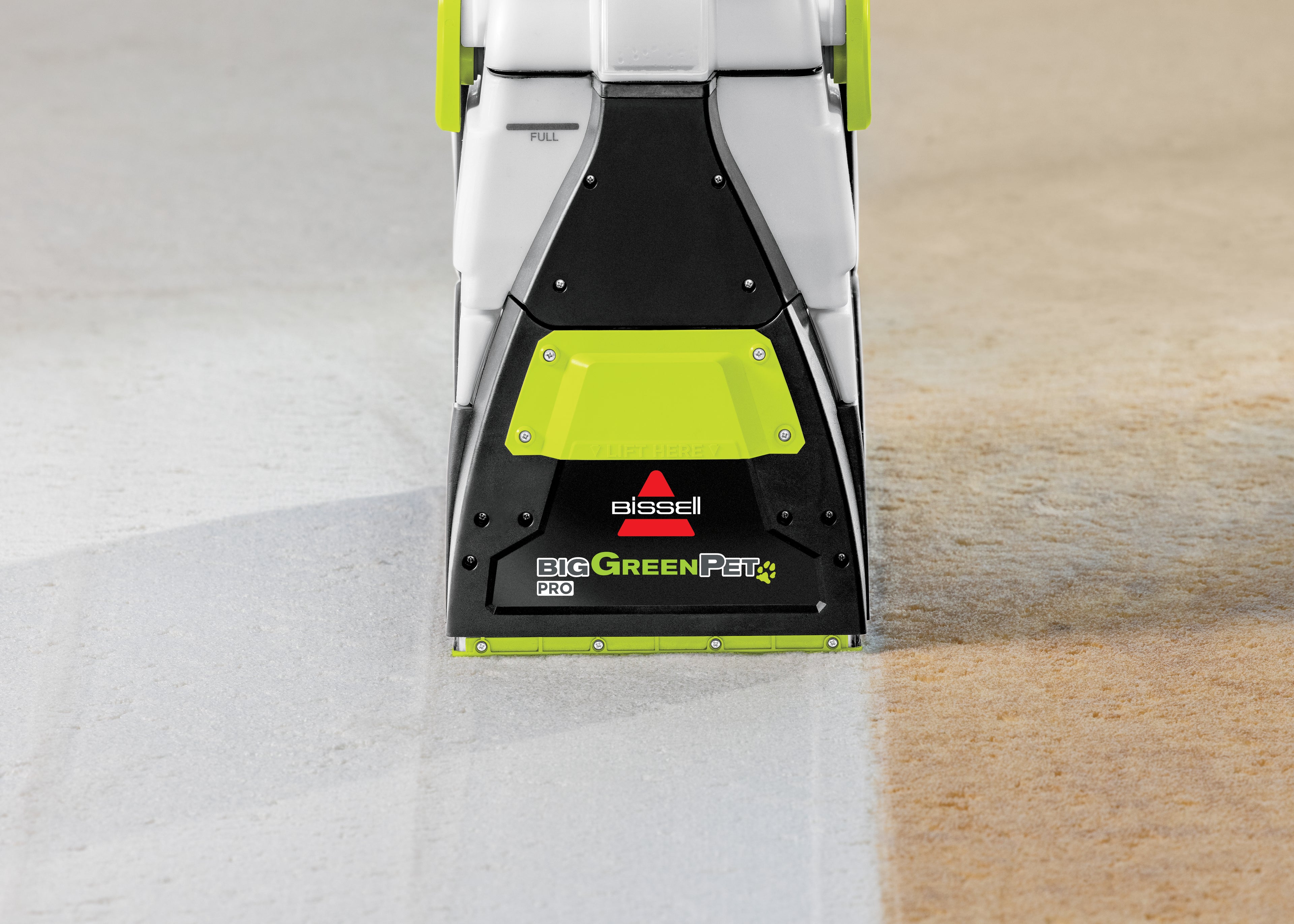 Big Green PET PRO Carpet Cleaner before and after cleaning carpet results.