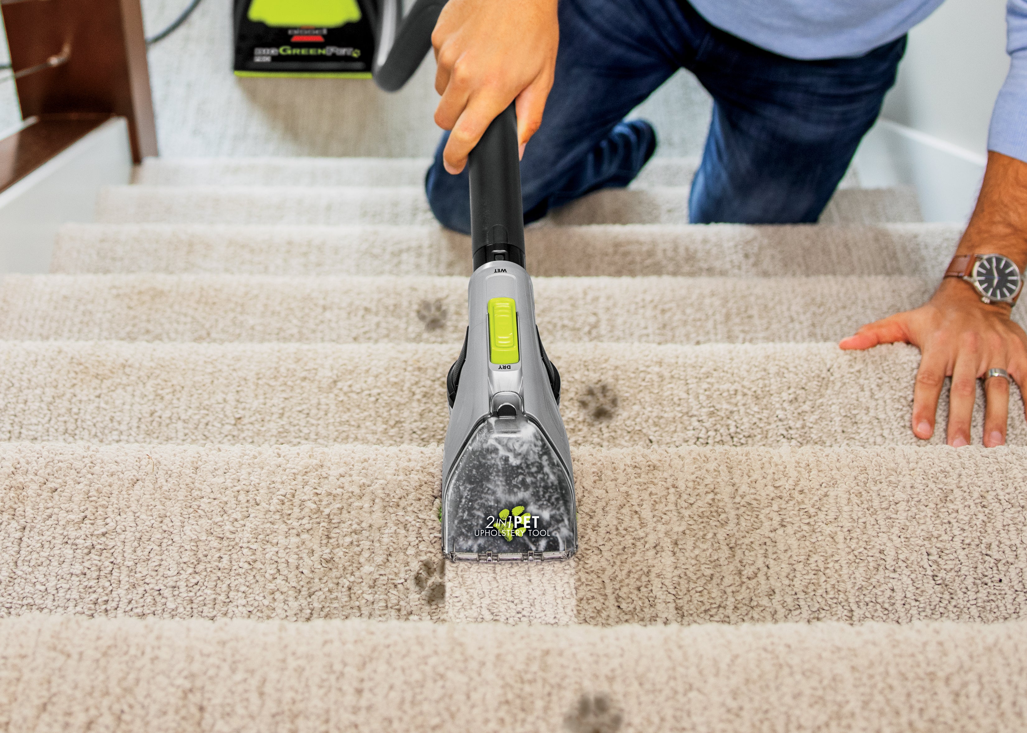 2-in-1 Pet Stain Tool Cleaning Stairs.