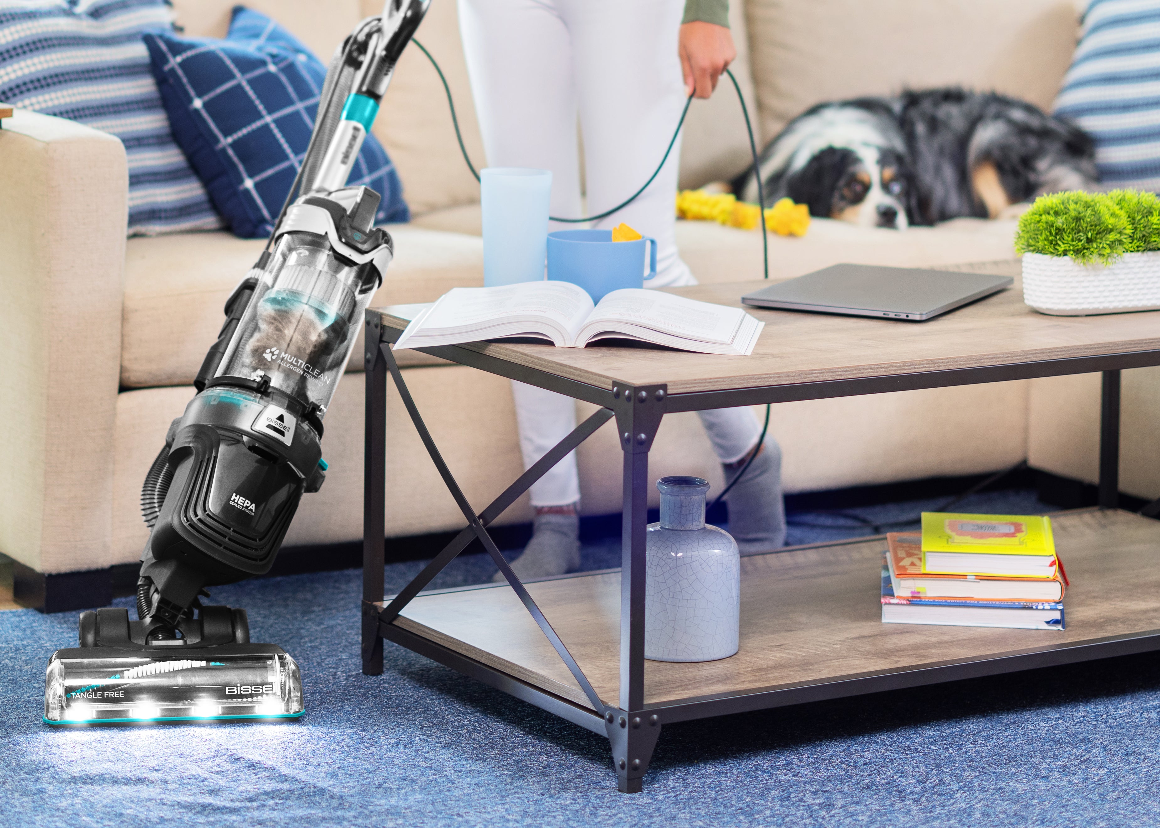 MultiClean Allergen Pet Slim Swivel feature around furniture.