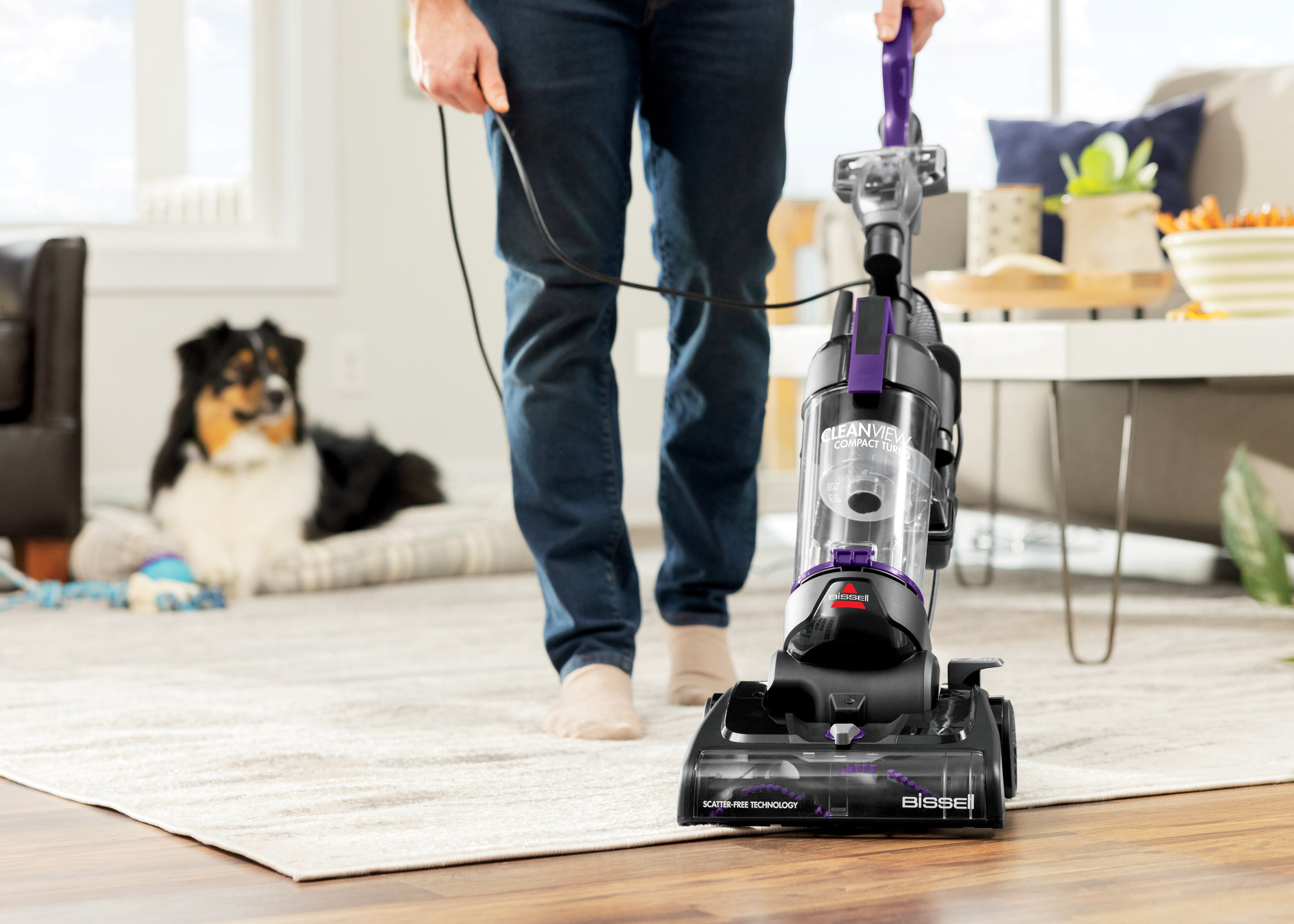 CleanView Vacuuming Area Rug going to Hard Flooring. 