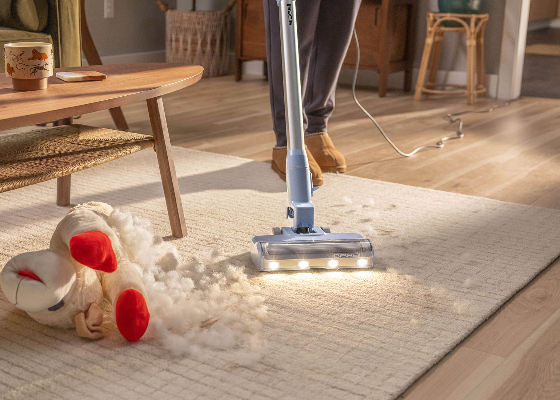 vacuuming area rug