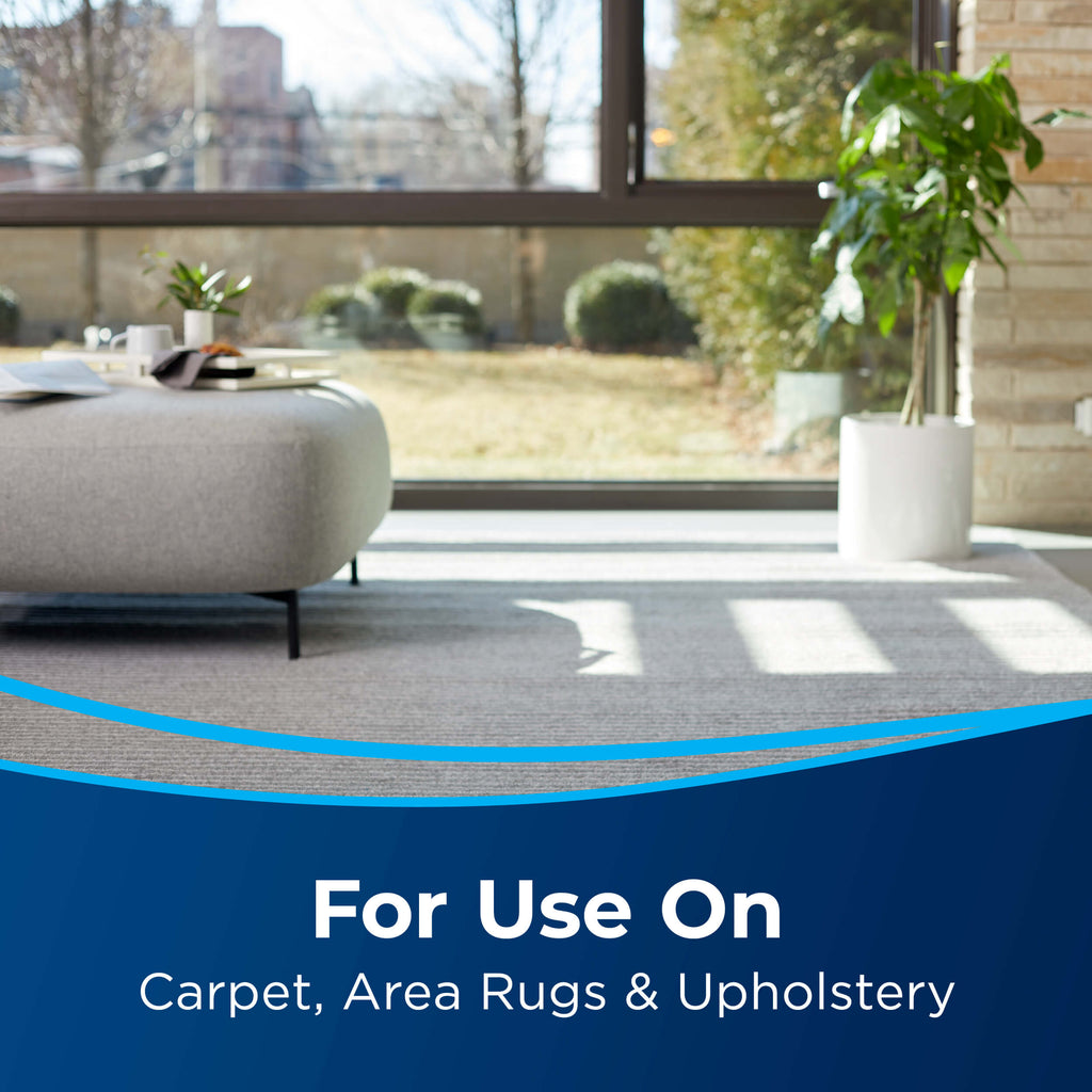 PRO OXY Power Shot Living area with carpet and couch.
                        Text: For Use On Carpet, Area Rugs & Upholstery