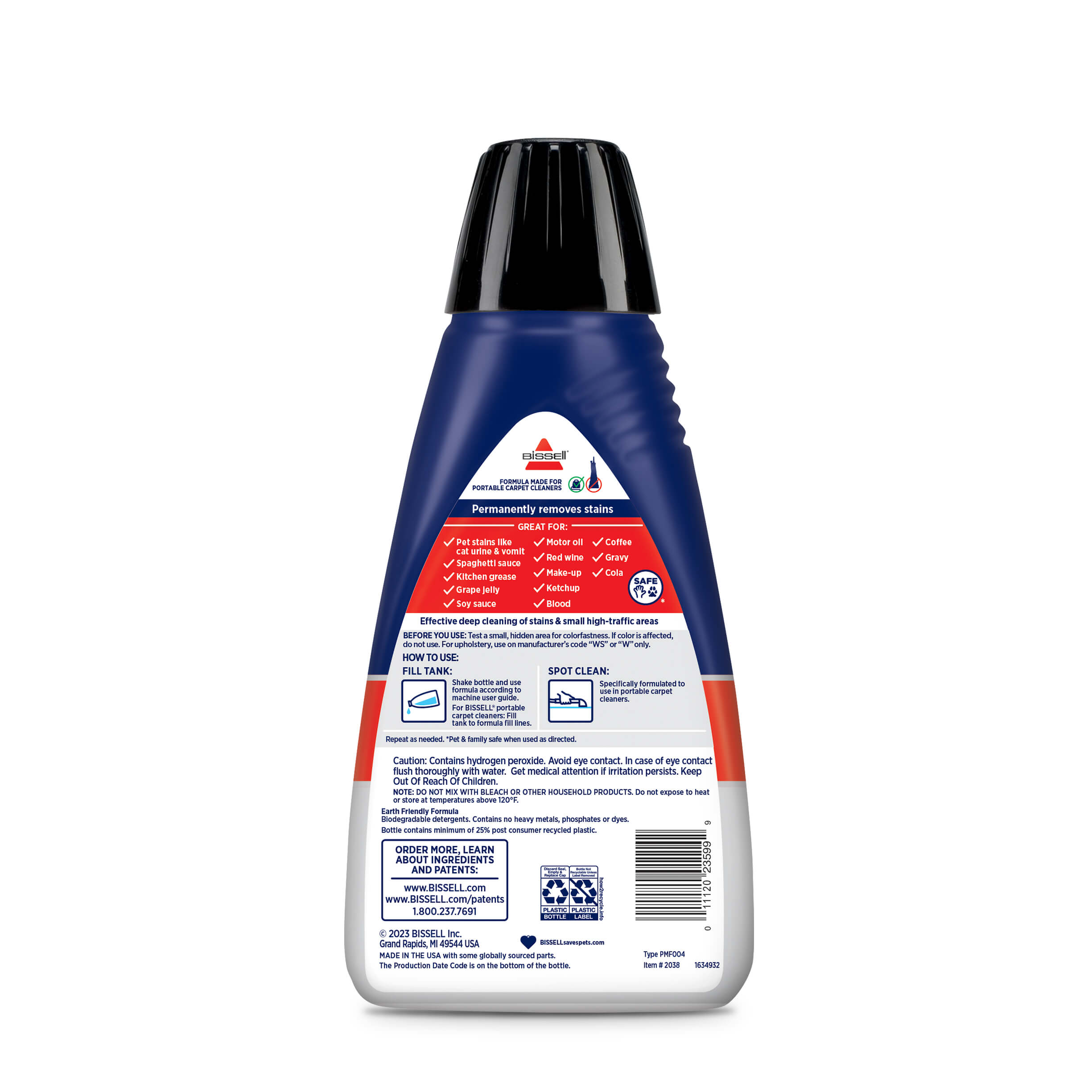 PRO OXY Spot & Stain Formula Back of Bottle with
                        label