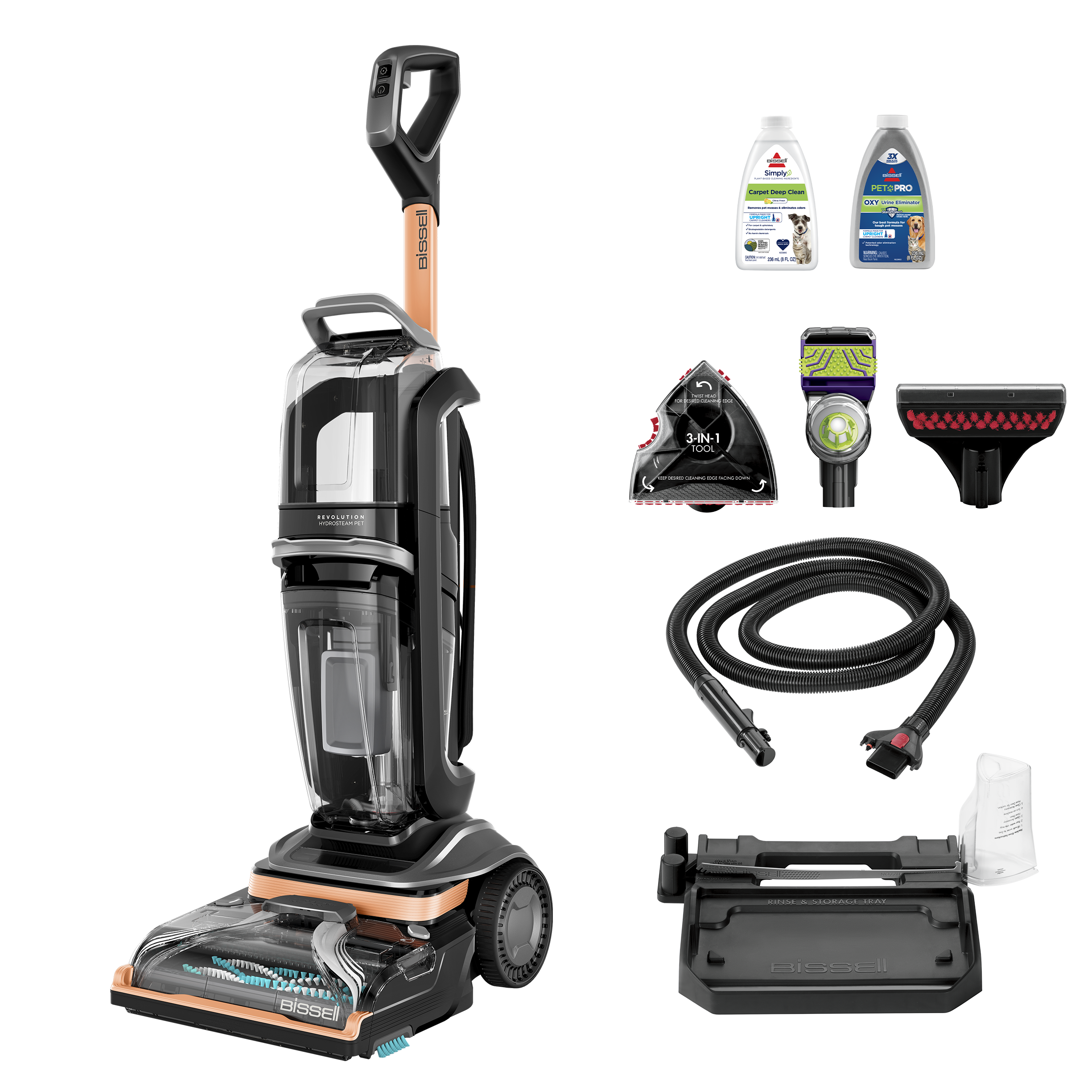 Revolution HydroSteam Carpet Cleaner and included pack-ins