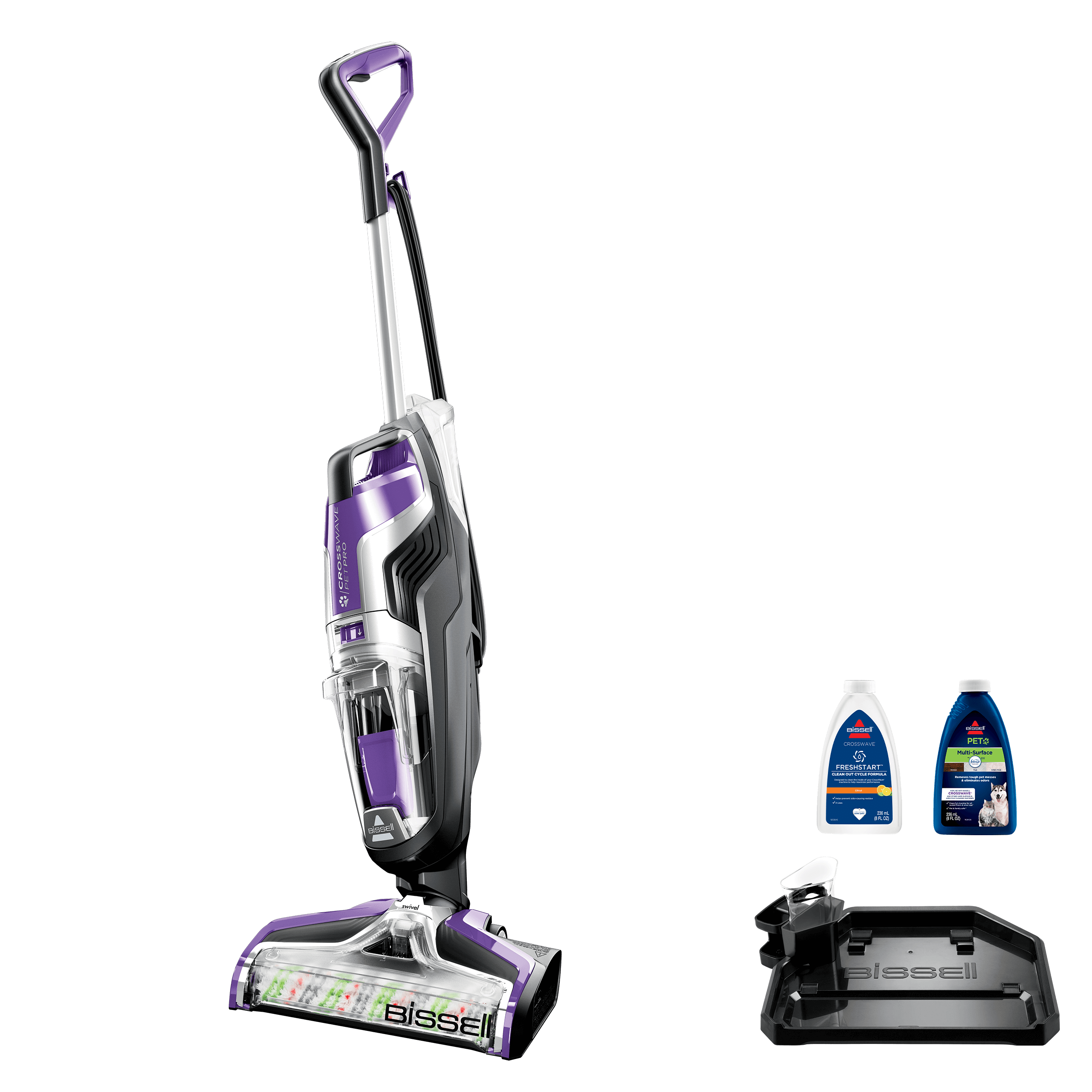 CrossWave Pet Pro with included trial size bottles of
                        formula and storage tray