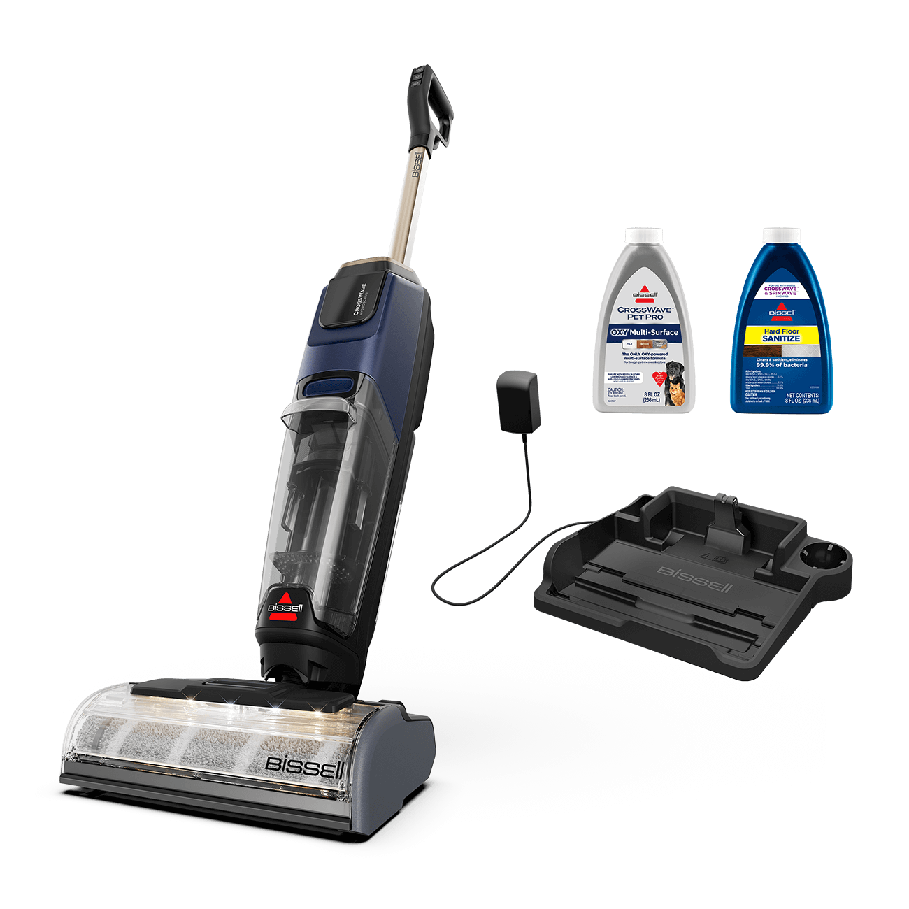 CrossWave HydroScrub with included formulas and charger and formula tray