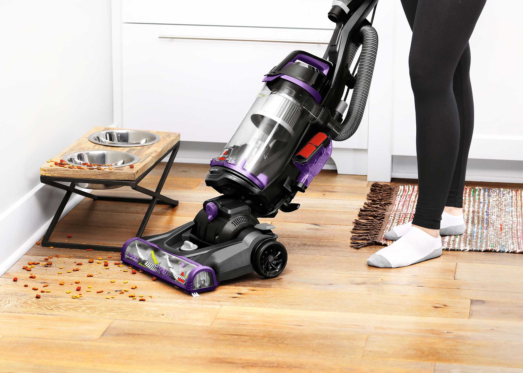 Scatter Free vacuuming dog food from hard flooring