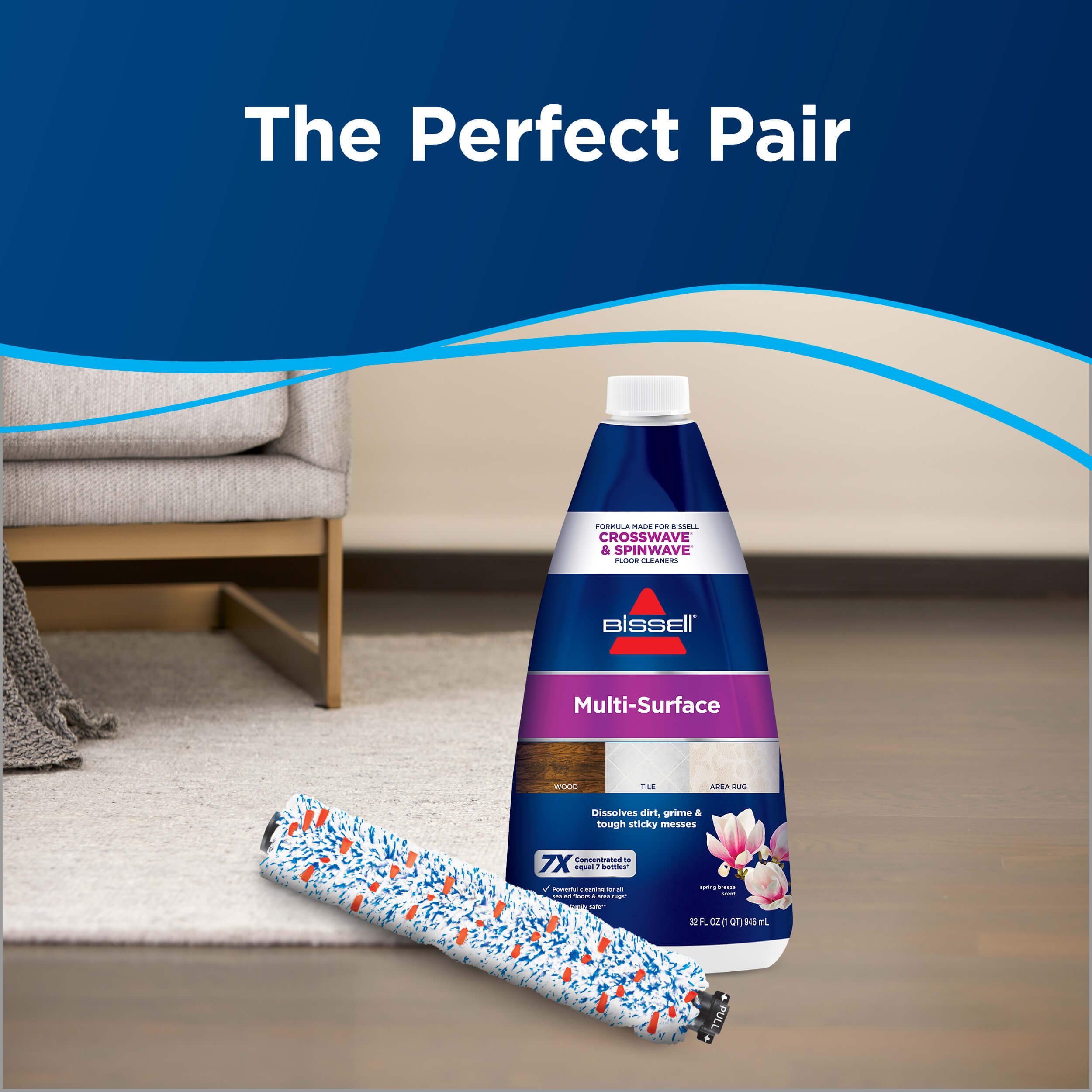 Multi-Surface Brush Roll 1868 with Multi-Surface
                        Formula. Text: The Perfect Pair