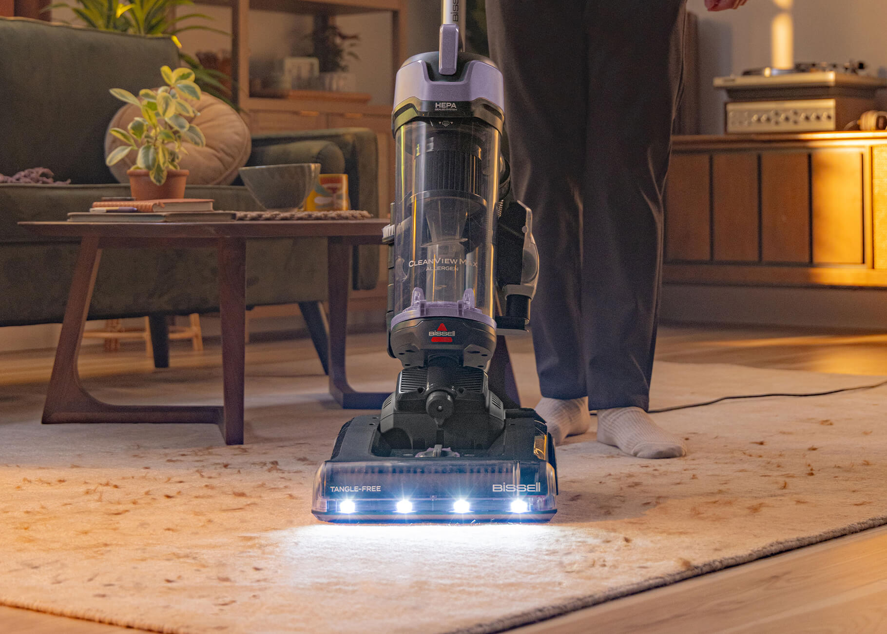 Vacuuming area rug