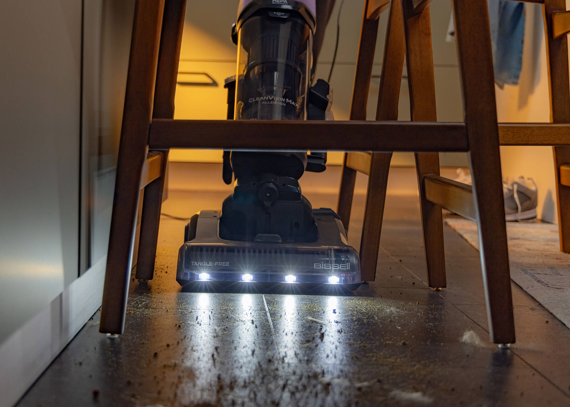 Headlight feature on bare flooring