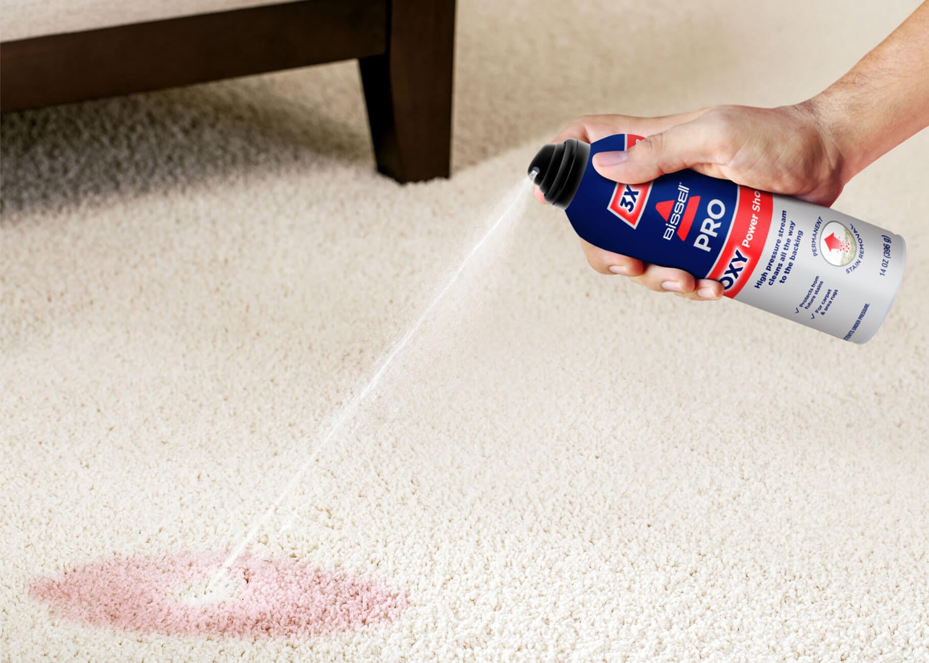 Direct spray on stain on carpet